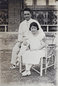 Mr and Mrs Kirby in the garden, 35 Tongshan Road, Hongkou, Shanghai