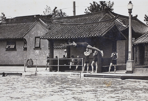 Harry Hutchinson diving into the deep end of the Open Air Pool, Hongkou, Shanghai, 1924