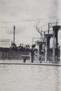 Harry Hutchinson diving into the deep end of the Open Air Pool, Hongkou, Shanghai. 1924