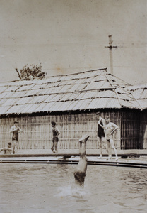 Harry Hutchinson diving into the deep end of the Open Air Pool, Hongkou, Shanghai, 1925