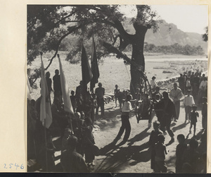 Ceremonial procession appealing to the local god for rain in a village on the way to the Lost Tribe country