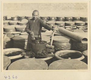 Man working at a pickle factory in Baoding