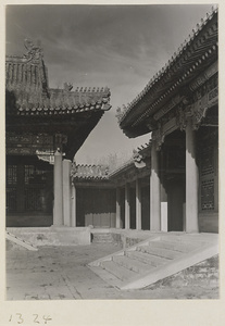 Detail of buildings with roof ornaments in the Forbidden City