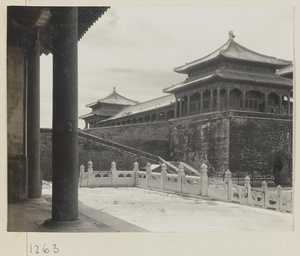 Northeast corner of Wu men and east facade of Dong yan chi lou seen from inside the Forbidden City