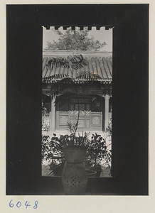 Courtyard seen from inside a building in residential compound of E.K. Smith at Yenching