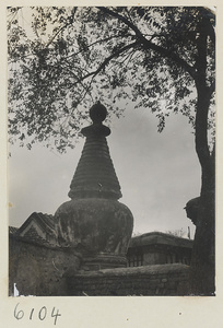 Detail of a stupa-type pagoda at the Xincheng Caves