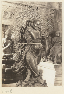 Interior of Luohan tang showing statues of Buddha and Luohans at Bi yun si