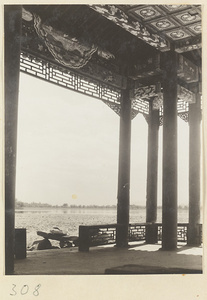 Kunming Lake seen from lakeshore pavilion at Yihe Yuan