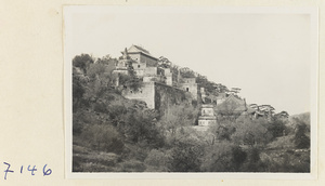 General view of Back Hill showing buildings and stupa-style pagodas at Yihe Yuan