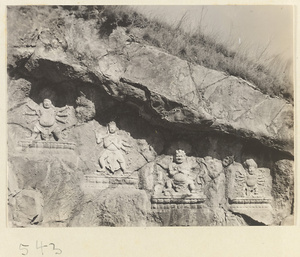 Four relief figures of multi-armed Bodhisattvas at Yuquan Hill