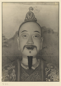 Interior of Wan shan dian showing detail of shrine figure