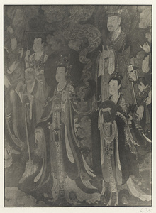 Detail of Ming dynasty mural showing Bodhisattvas and attendants