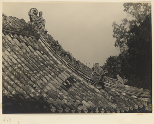 Roof detail showing ornaments in Beihai Gong Yuan