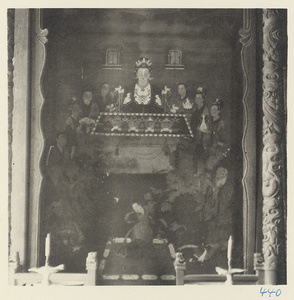 Interior view showing a hanging scroll painting at Bai yun guan