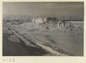 Ruins of Hai yan tang at Yuan Ming Yuan with Xiang Hills in background