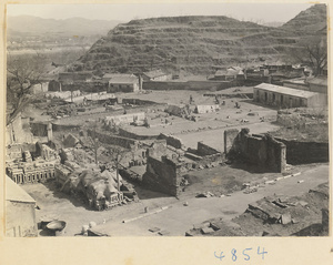 Tile and brick factory near Mentougou Qu with terraced hills in background