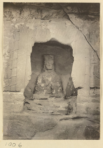 Detail of Wuzhou Cliff at Yun'gang showing a niche with a Buddhist statue near Cave 30