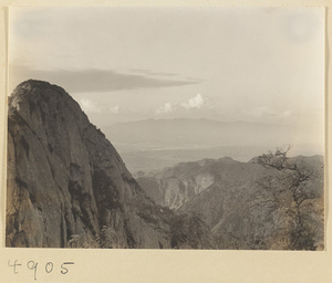 Mountain landscape on Hua Mountain with northern plain and Phoenix Mountains in background