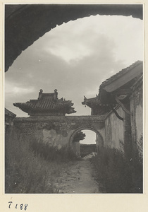 Temple buildings and moon gate on Tai Mountain