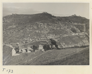 Tianjielü Village and Nan tian men (left foreground) and clusters of temples on Tai Mountain