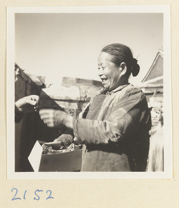 Woman on the pilgrimage trail on Miaofeng Mountain