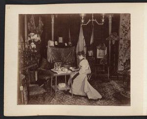 Anna Drew having tea at home in Canton