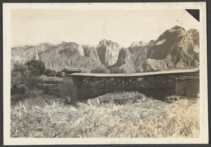 Cantilever bridge and mountains