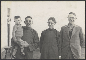 Pingliang, Kansu.  Mr. & Mrs. S. Walker & son, Dr. Pedley.  C.I.M.ers passing through.