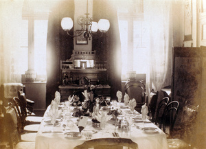 Herbert and Susan Wilcockson's dining room table laid for lunch