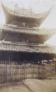 The Drum Tower at Longhua Temple, Shanghai, fenced off