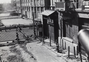 View from Blockhouse 'F' of soldiers outside Sihang warehouse, Shanghai, 1937