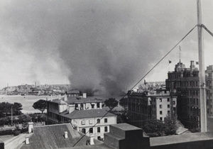 Smoke rising from Pudong side of the Huangpu, Shanghai, 1937