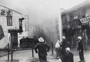 Shanghai Fire Brigade fighting fires, Alabaster Road, Shanghai, 12 September 1937