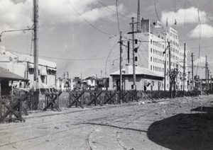 Boundary Road and Shanghai North Railway station and administration building, Zhabei, 1937