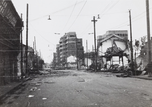 War damage, Ward Road, Shanghai, 1937, looking westwards