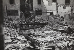 The remains of the back of Hongkew Hotel, off North Szechuen Road, Shanghai, August 1937