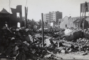 War damage near Kwenming Road and Chusan Road, Shanghai, 1937