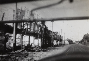 War damage in Broadway Road near Kungping Road, Shanghai, 1937
