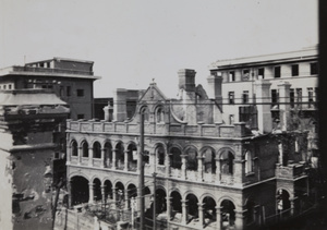 Rear block next to the Pantheon Theatre, burnt out by the Japanese and occupied by Chinese troops, Shanghai, 1937