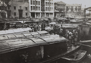 Japanese marines in armoured boats, International settlement area of Soochow Creek, Shanghai, October 1937