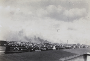 Burning of Yingziangkong after the retreat of Chinese troops, Shanghai, September 1937