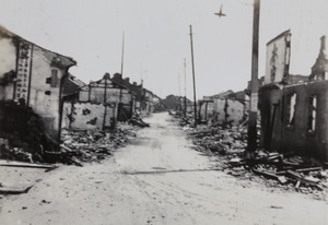 Devastation in Urga Road, Shanghai, September 1937, viewed from Urga Road Bridge