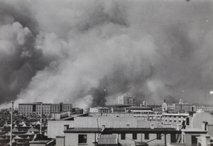 Burning of Zhabei, looking east of Sihang Godown, Shanghai, October 1937