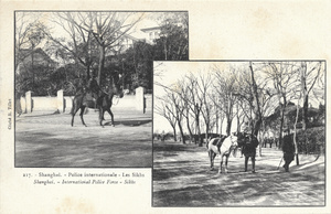 Sikh policemen (SMP), mounted and dismounted, Shanghai