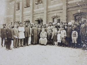 Rabindranath Tagore, with group outside Sikh Gurdwara, Shanghai
