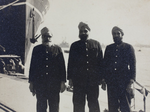 Chinese Maritime Customs Service men by the Huangpu River, Shanghai