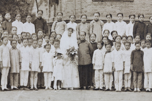 Part of group at wedding of May Stanfield, Hanyang Girls Boarding School