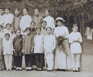 Part of group at wedding of May Stanfield, Hanyang Girls Boarding School