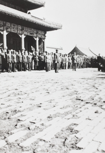 General Sun Lianzhong with aides and officials, Japanese surrender, Peking