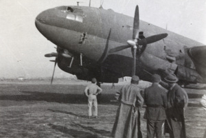 A Curtiss C-46 Commando transport aeroplane at an airfield, Xi’an